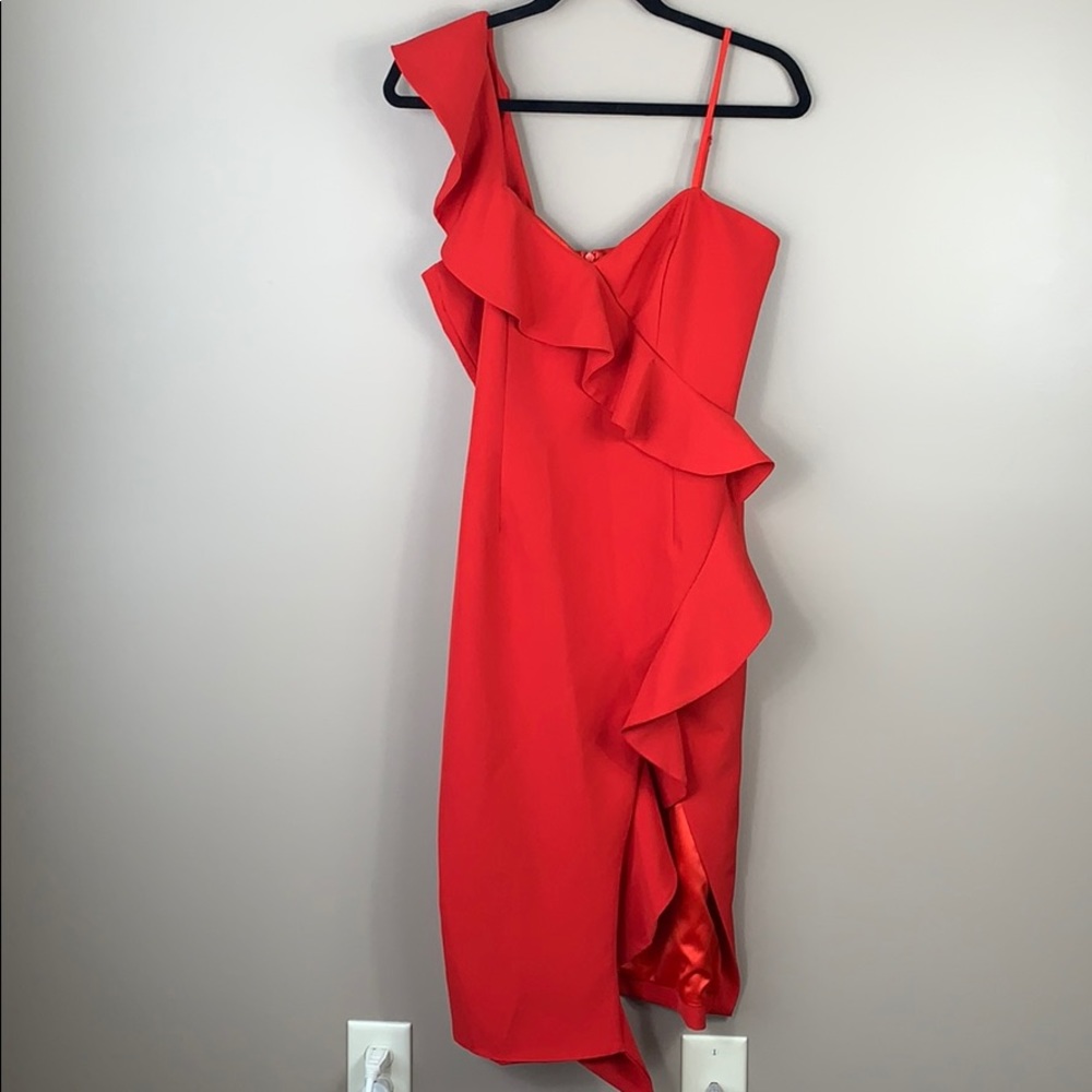 NWT Bardot ruffled red dress sz med